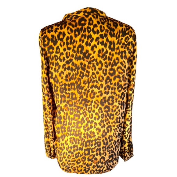Isaac Mizrahi New York Leopard Chiffon V-Neck Balloon Sleeve IMNYC Size XS - Picture 4 of 7